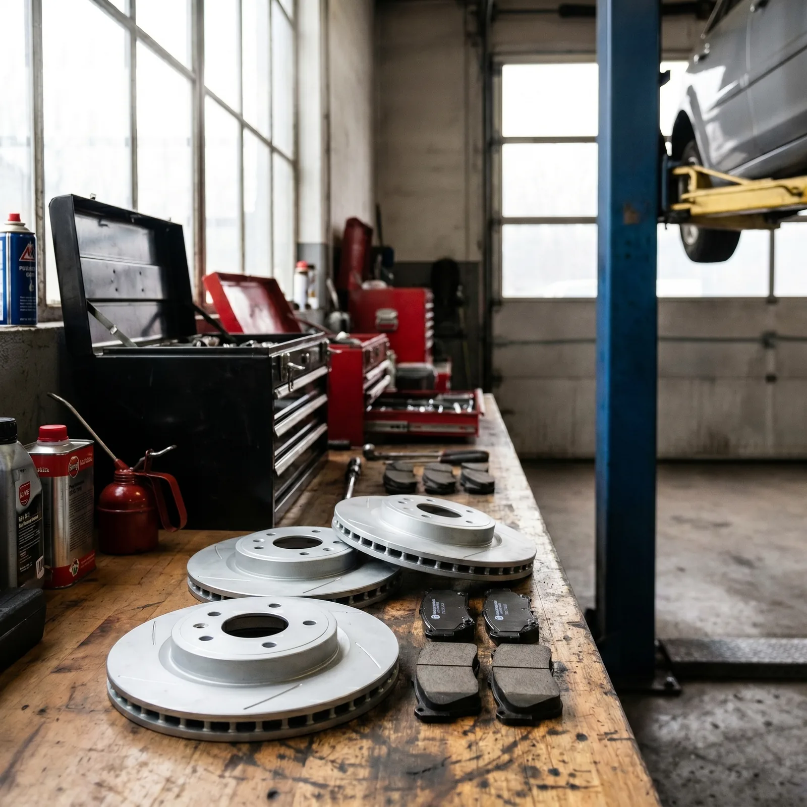 Mechanic servicing a car